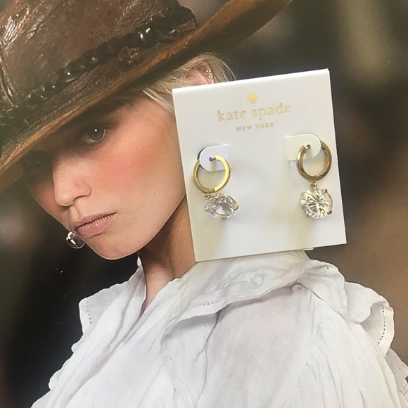 Kate Spade gold diamond earrings - Picture 2 of 4